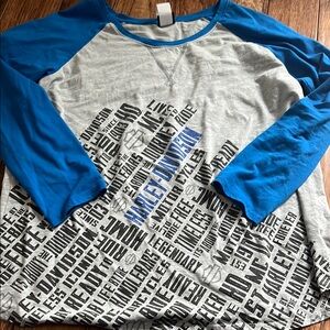 Blue and Gray Graphic Long Sleeve Shirt